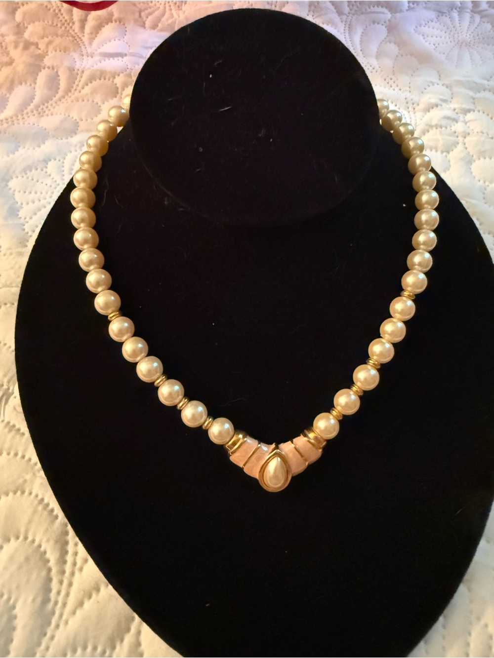 Vintage Napier faux pearl and peach accents.
